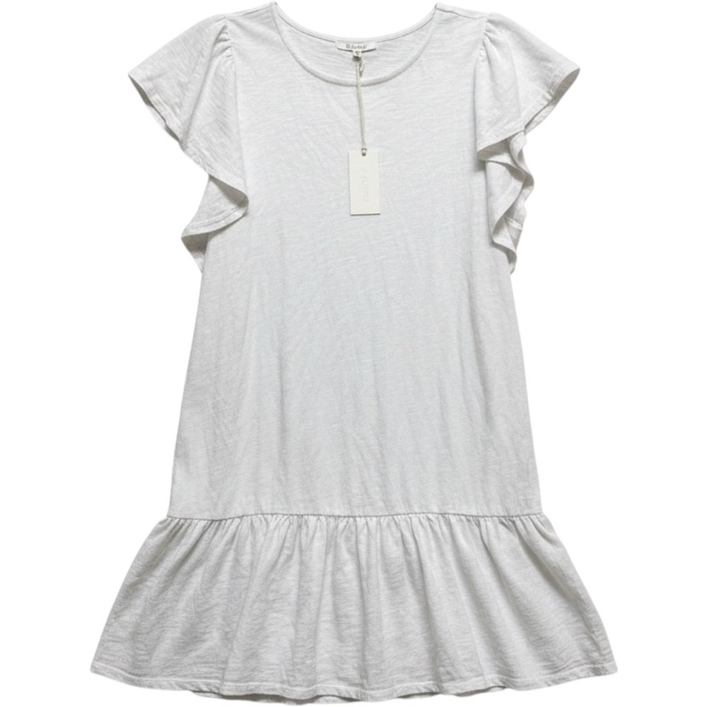 Z SUPPLY Dress Flutter Sleeve Ruffle Hem Womens M White Summer Coastal Casual